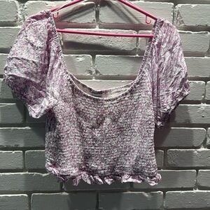Lost+ Wonder purple and white flower crop top
